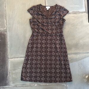 Loft Brown Patterned Dress Size 2P
